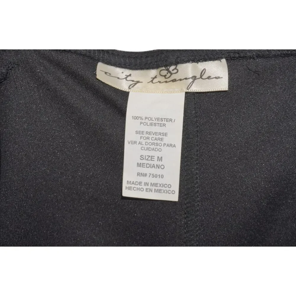 City Triangles Black Chiffon Fit & Flare Dress w/ Sequin Waistband Size M